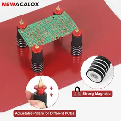 NEWACALOX-Base magnética PCB, Clip fijo, soporte de reparación de placa de circuito ajustable, tubo de resorte de Metal, herramienta de soldadura de tercera mano