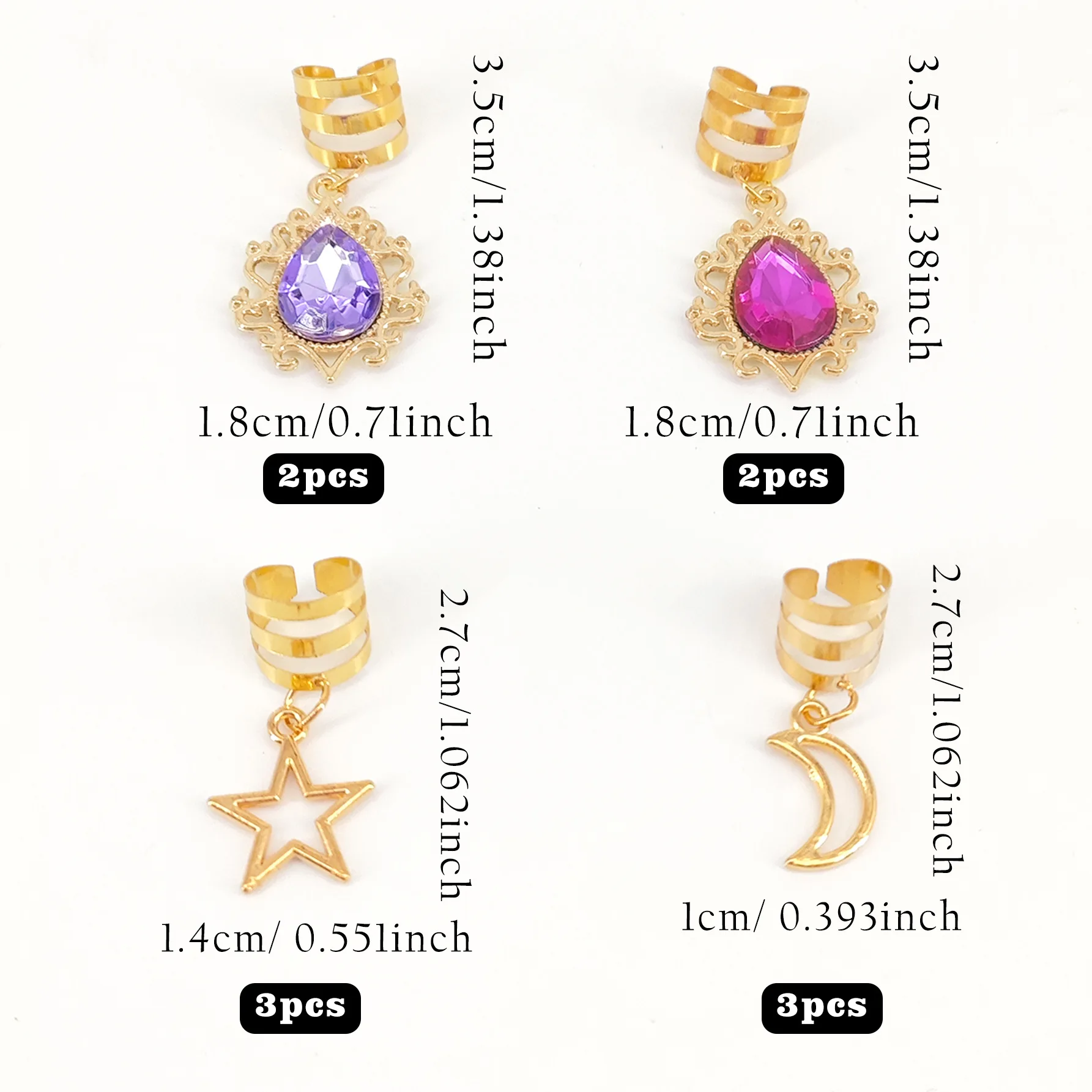 Anneaux d'extension de cheveux en alliage, pendentif étoile de Style ancien, accessoires tressés pour Hanfu et Cosplay, facile à porter, 10 pièces