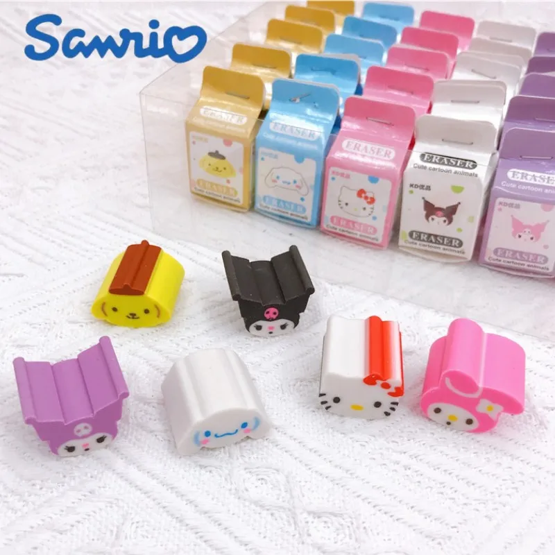 

36pcs Sanrio Rubber Eraser Anime Hello Kitty Melody Kuromi Cinnamoroll Student Stationery Erasers School Supplies Wholesale