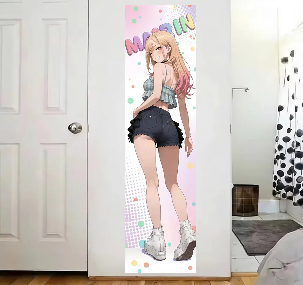 M-Marin K-Kitagawa Extra Long Vertical Tapestry, Y2K Anime Girl Polyester Wall Hanging Kawaii Decor for Bedroom Dorm Otaku Room