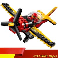 10643 94Pcs City Figures Race Plane VS Motorcyle Model Building Kits Blocks DIY Bricks Toys Fighter For Children