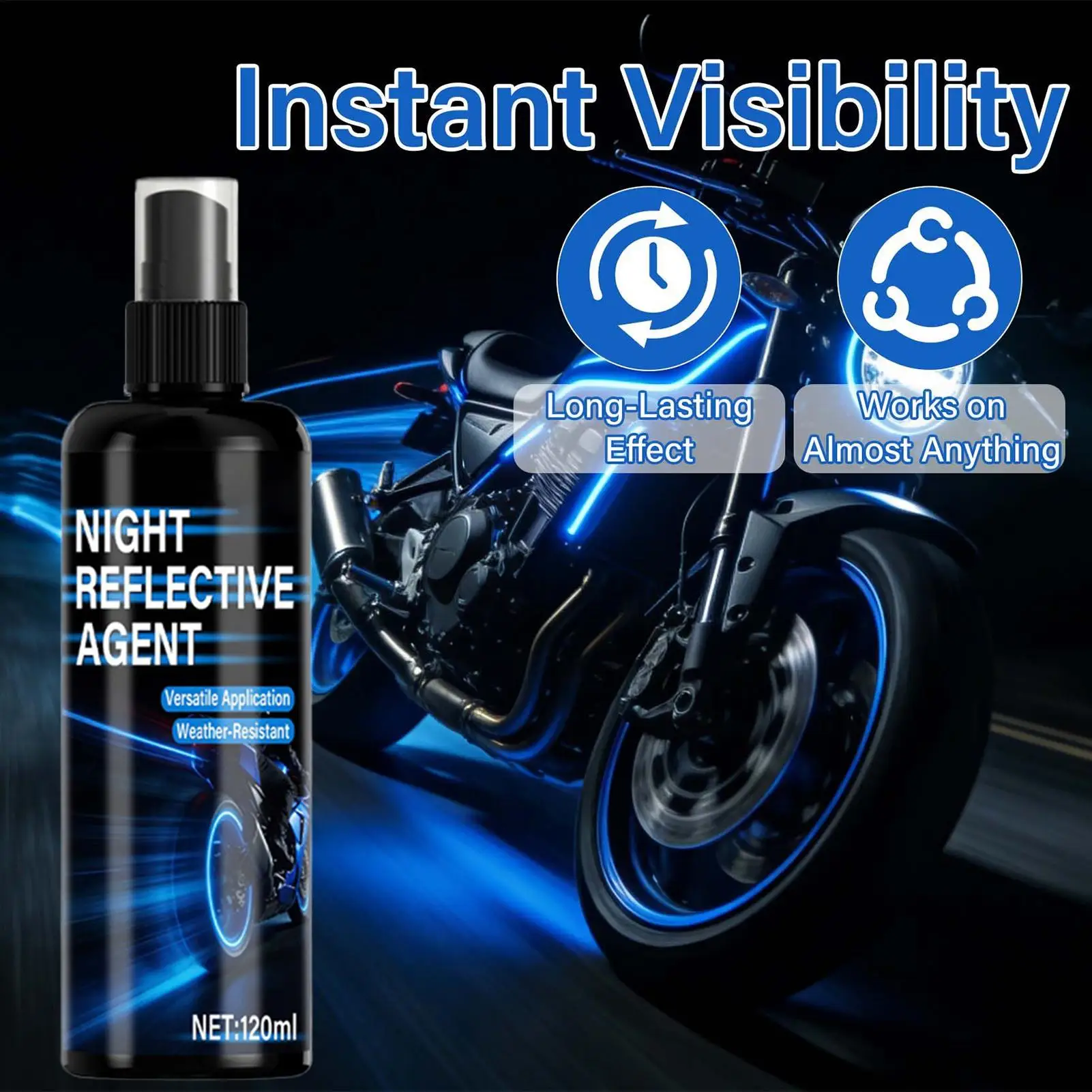 120ml Reflective Glow Spray Paint Glitter Luminous Warning Signs for Clothes Car Bike Outdoor Night Riding Running Night Spray