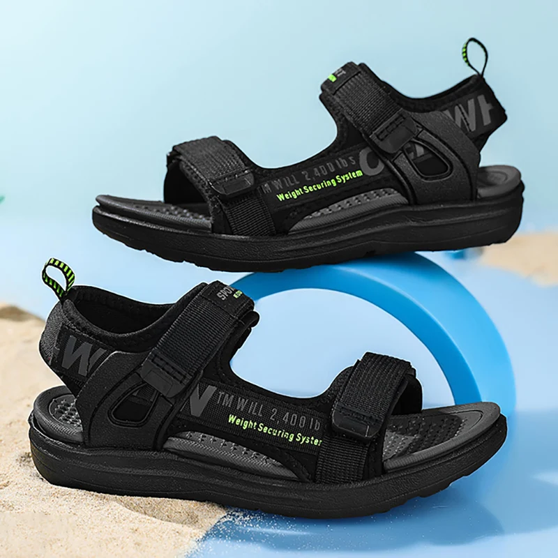 

Летние детские сандалии, модные кроссовки для мальчиков, пляжная обувь, детские нескользящие сандалии, легкие спортивные сандалии для бега.