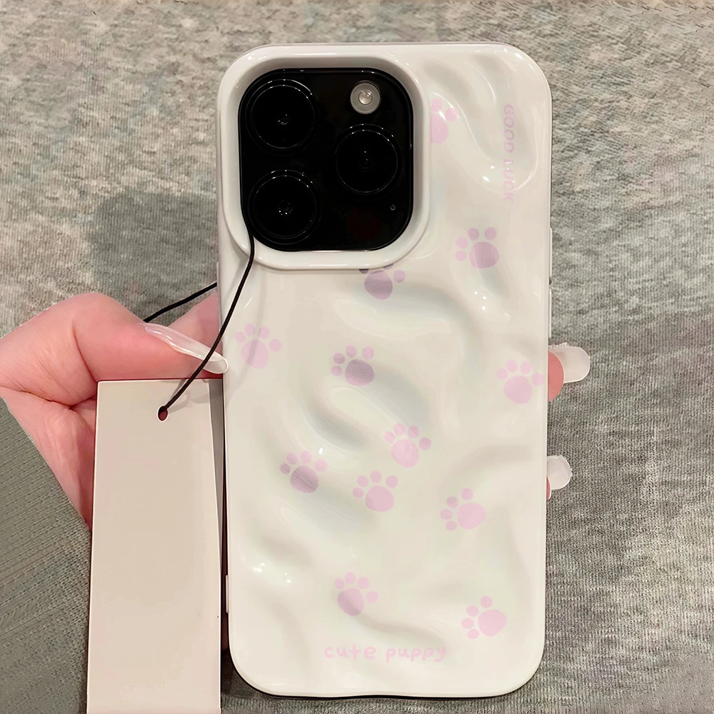 Kreative Katzen- und Hundepfoten-Handyhülle für iPhone 17 16 15 14 13 12 11 Pro Max 14 15 Plus 17Air Falten-Wellen-Soft-Silikon-Schutzhülle – Detail 12