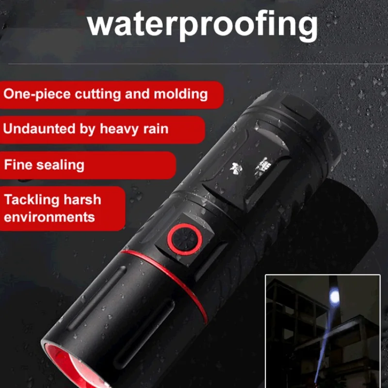 Super Bright LED Flashlight Type-C USB Fast Charging Flashlights Outdoor Waterproof Long Range Torch