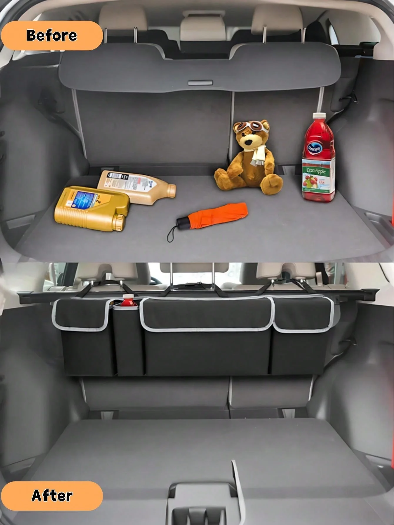 Durable Oxford Cloth Car Trunk Storage Bag – Seat Back Storage Bag With 4 Pockets, Multi-Function Rear Car Organizer, Hanging De