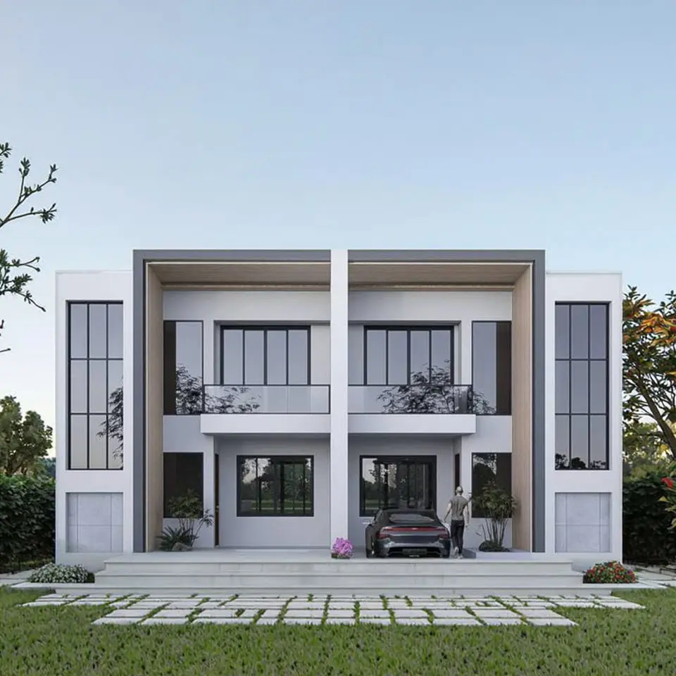 Prefab 4 Bedroom Luxury Light Steel Frame Villa Casa 2 Storey Modern Design Prefabricated House