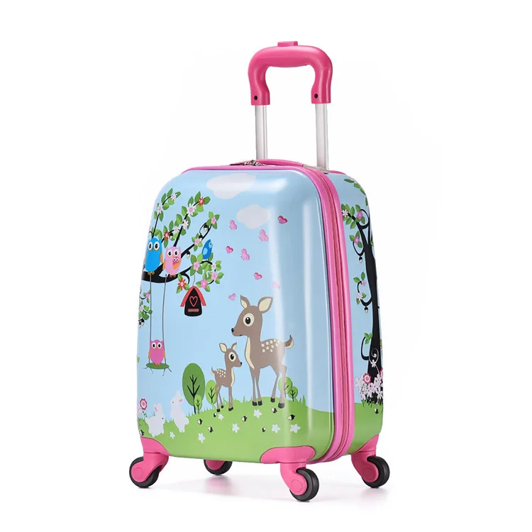 18 Inch Mini Children Suitcase Lovely Cartoon Luggage Set PC Deer Dinosaur Trolley Luggage Students Schoolbag Drag Case