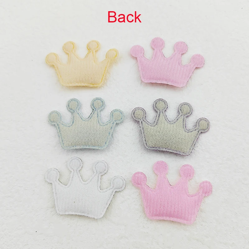 100Pcs 4*2.8CM Shiny Crown Padded Appliques For Clothes Hat Sewing Supplies DIY Headwear Hair Clip Bow Decor Patches