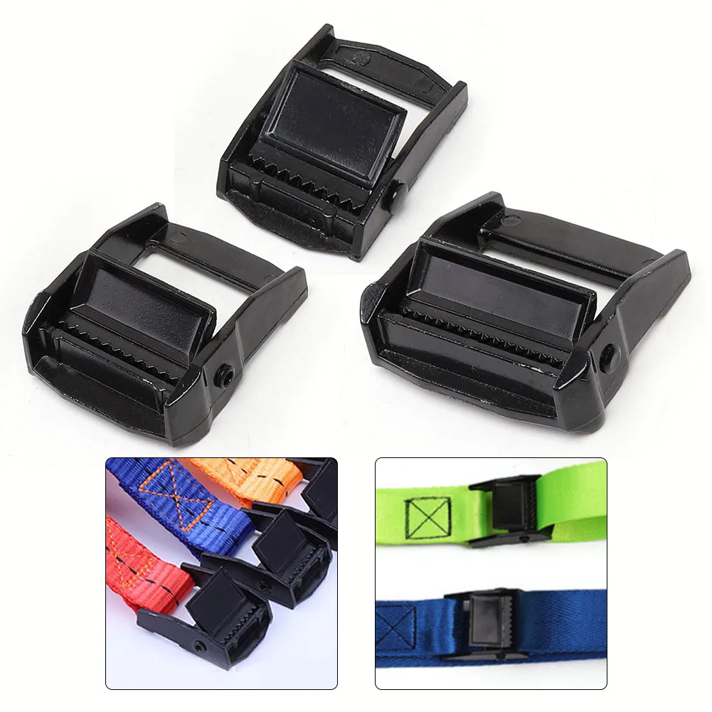 1Pcs Zinc Alloy Buckles For Tie‑Down Cargoes Strap Fixed Tensioner 20/2538/50mm Webbing Buckle Black Clamp-Style Tensioner