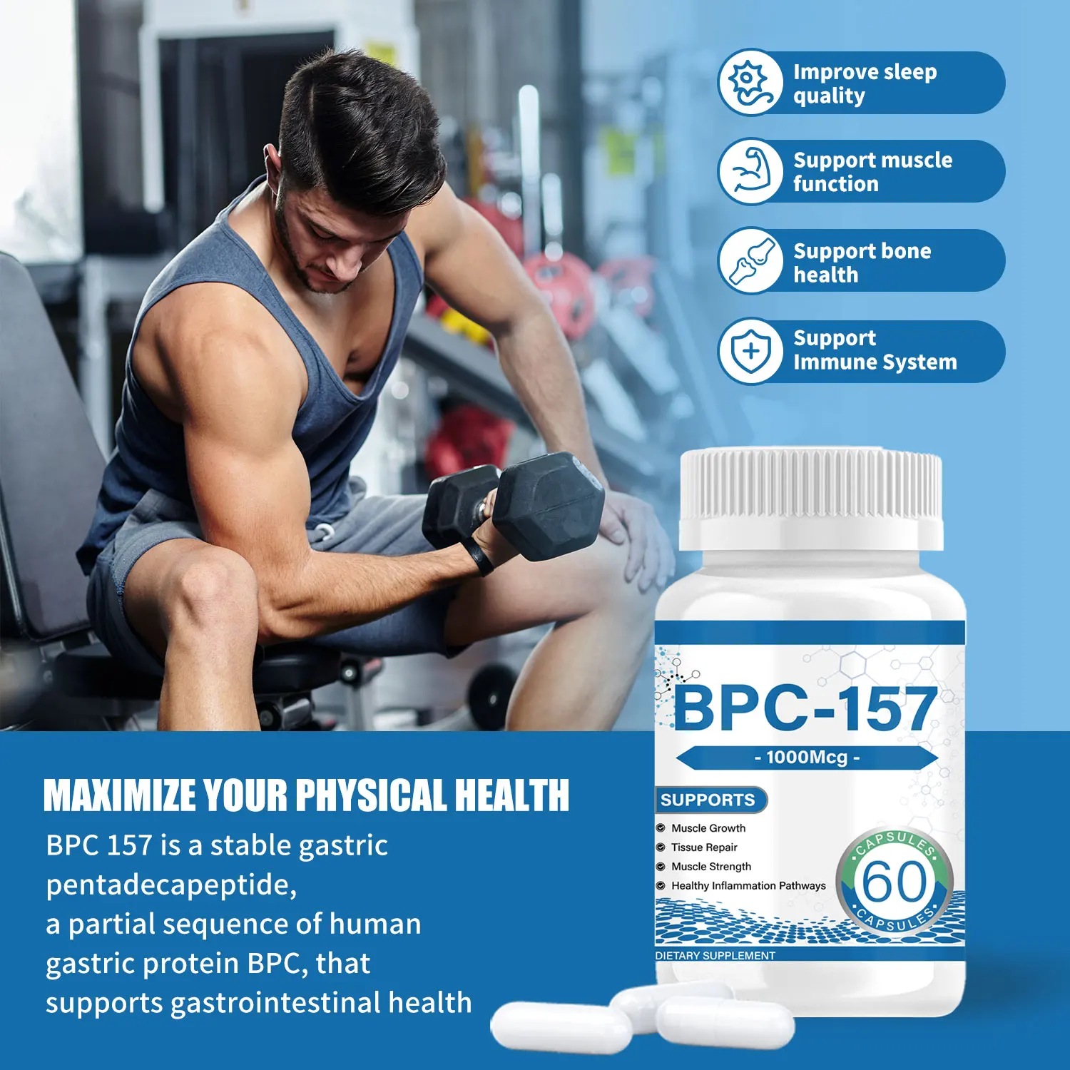 𝐁𝐏157 Peptide Capsules - New Protective Compound 157, 𝟏𝟓𝟕 Pro 1000mcg, 𝟏𝟓𝟕 𝐂𝐚𝐩𝐬𝐮𝐥𝐞𝐬 Non-GMO,Gluten Free