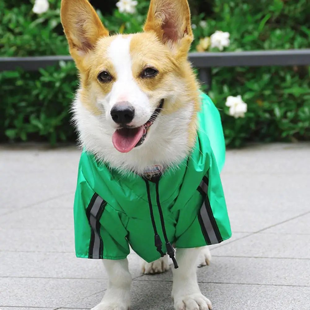 Pet Raincoat with Reflective Strip Waterproof Dog Rain Coat Jacket with Leash Hole Hooded Dog Rain Coat for Small Medium Dogs