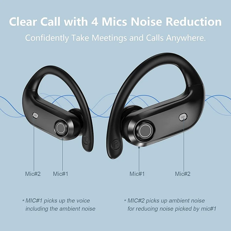 Wireless Earphones 4-Mics Clear Call Bluetooth V5.0 TWS Wireless Headphones LED Display With Power Bank Headset Noise Cancelling