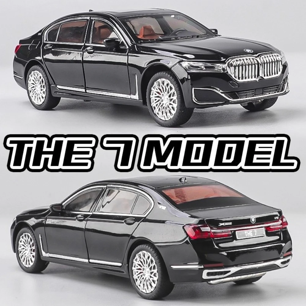 Modelo de coche de juguete M8 a escala 1:24, 760LI, fundido a presión, puertas con luz de sonido, vehículos abiertos con absorción de impacto, modelos, regalos para niños