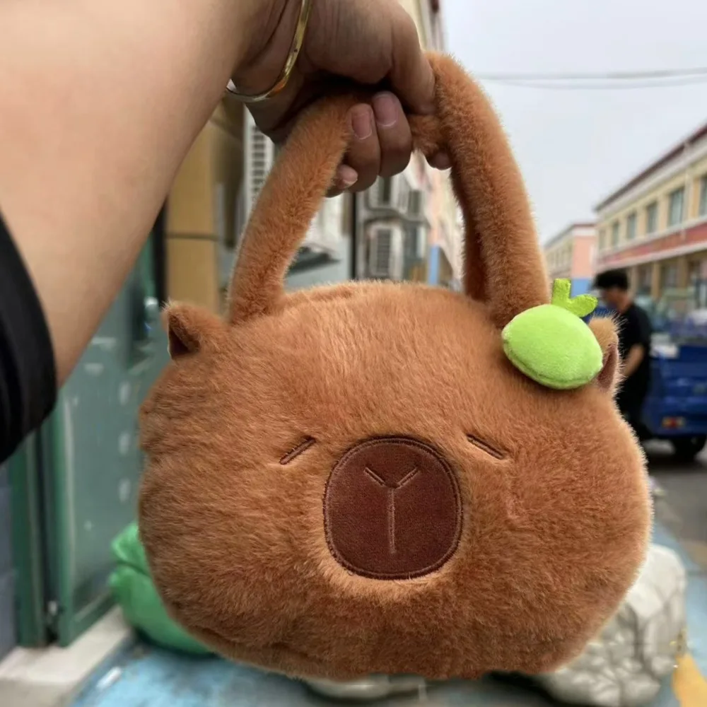 Tote Bag Capybara Pluche Schoudertas Grote Capaciteit Cartoon Capybara Pluche Handtas Fruit Leuke Cartoon Crossbody Tas Paar