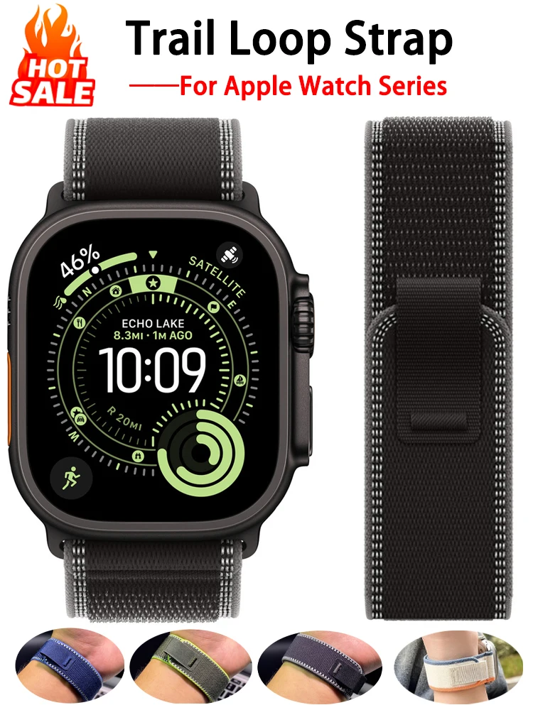 حزام حلقة درب لساعة أبل الترا 3 2 الفرقة 49 مللي متر 44 مللي متر 45 مللي متر 40 مللي متر 41 مللي متر 46 مللي متر 42 مللي متر Correa سوار iWatch سلسلة 11 10 SE 9 8 7