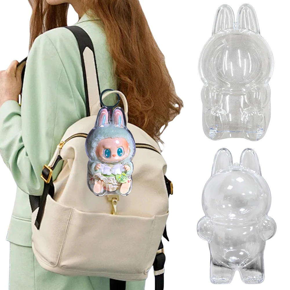 For Labubu Transparent Protective Cover Monster Toy Storage Case Cute Elf Plushie Display Cover for Sitting Party Dolls