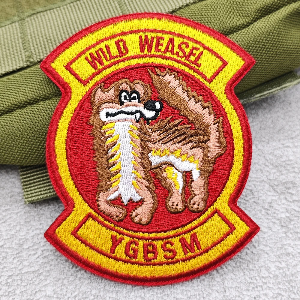 US Air Force SEAD Embroidered Patch Hook Loop, Wild Weasel YGBSM Tactical Military Morale Badge DIY For Backpack Jacket Vest Hat
