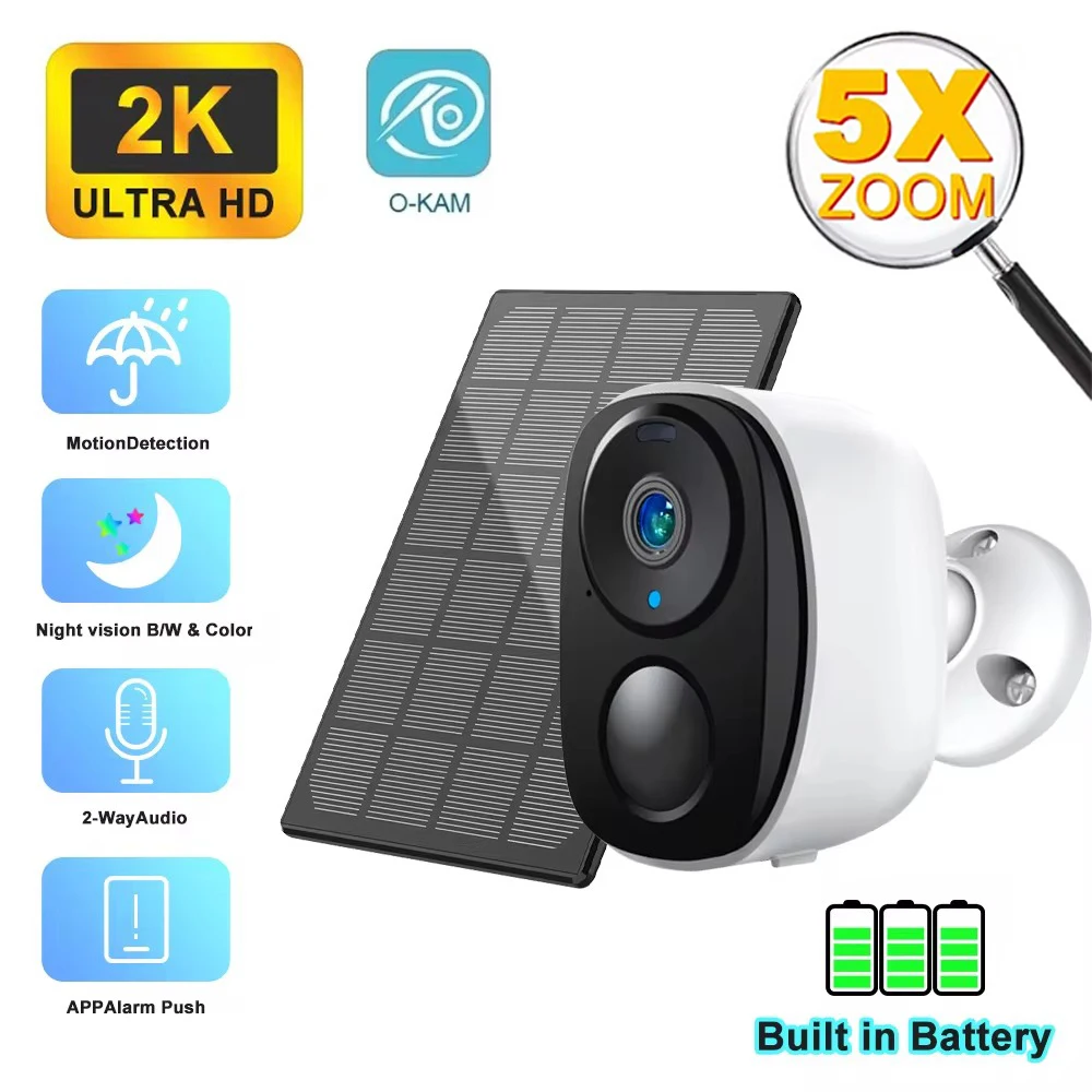 

5X Zoom Security Cameras Wireless Outdoor IP66 Waterproof Color Night Vision IP Camera WiFi Mini Camera with Spotlight Siren