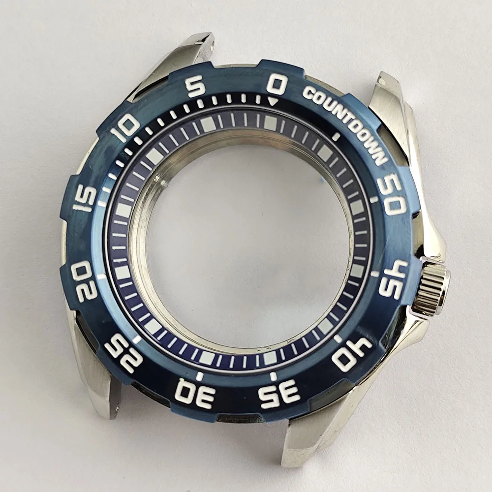 Caixa de relógio 44mm caixa mecânica modificada nh35nh36 vidro safira adequado para movimento nh35anh36 pulseira/caixa de aço inoxidável