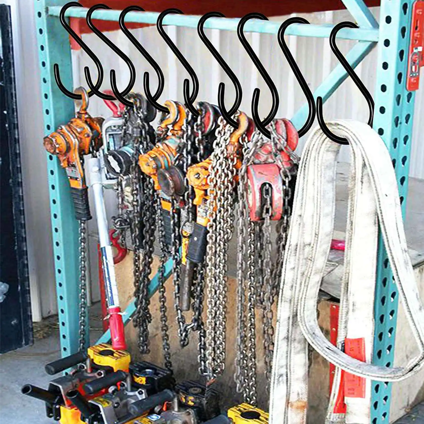 ABKW-24 Pack 6 Inch Large Heavy Duty S Hooks For Hanging, Non Slip Rubber Coated S Hooks,Steel Metal Hooks For Hanging