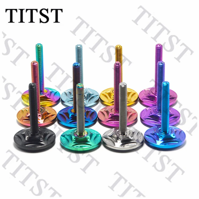 TITST  1pc Titanium  Alloy Lightweight Handlebar End Plugs for motorcycle Cover Plug Cap with bolt M6x40mm