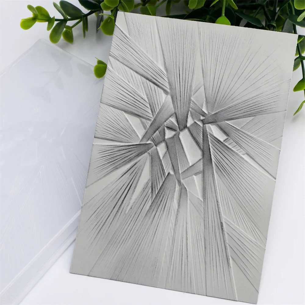 Carpeta de grabado en relieve 3D con rayos entrelazados de radiación de tira larga para agregar textura y dimensión al proyecto artesanal, tarjeta de álbum de recortes Maki