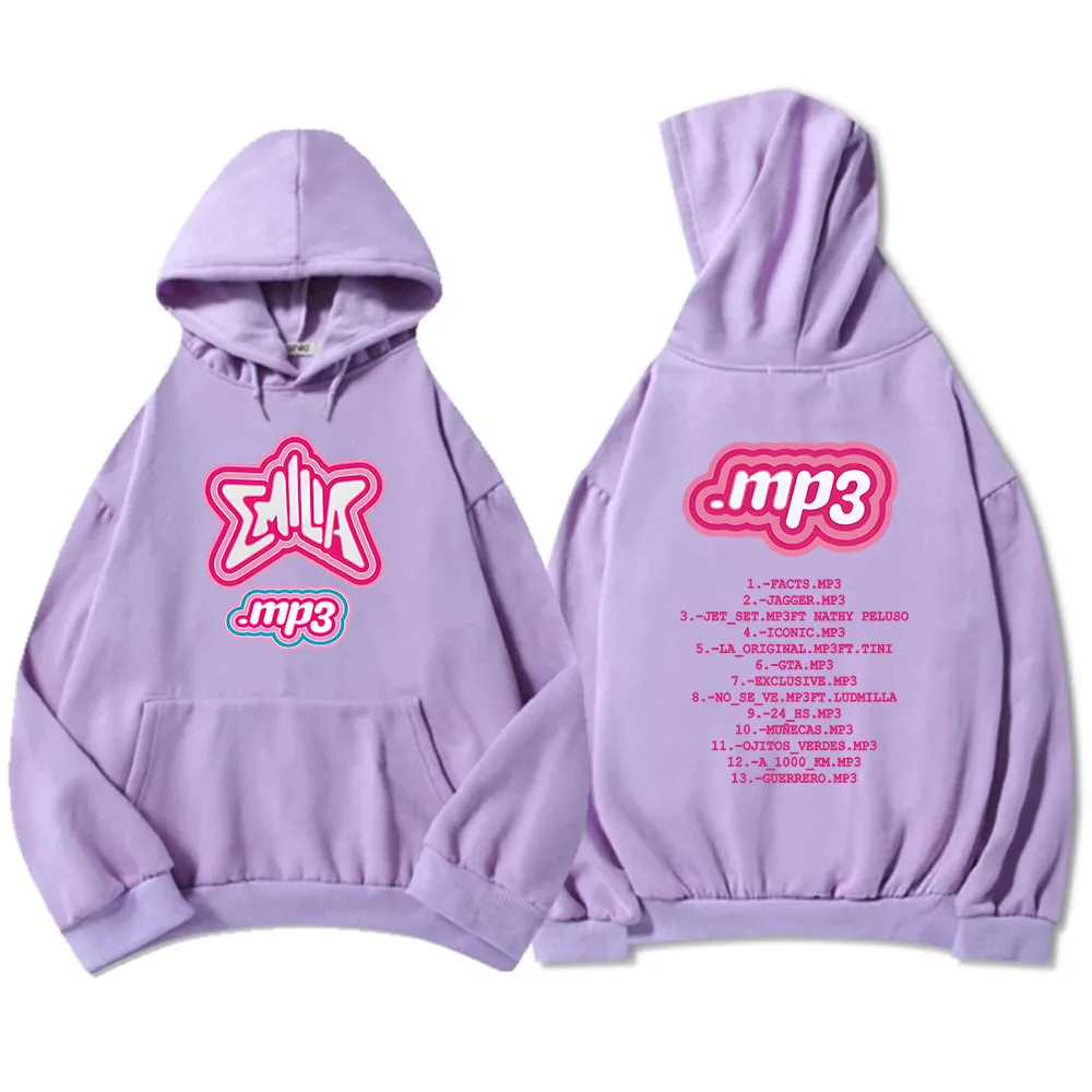 Clothes MP3 Emilia Mernes Hoodies Graphic Printing Sweatshirts Winter Casual Loose Long Sleeve Sudaderas Pink Unisex Soft Hoodie