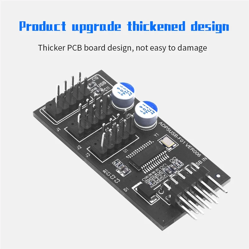 RISE 9-контактный USB-концентратор Разъем USB-разветвитель 1–3 USB2.0 9-контактный разъем кабеля для водяного охлаждения для RGB светодиодного вентилятора Тест скорости