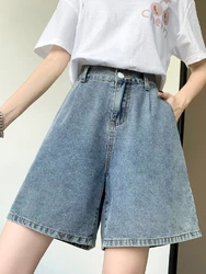 Casual Streetwear Summer Denim Shorts Women Half Length Loose Wide Leg Bermuda Feminina 5XL 6XL Big Size Jeans Short Femme Pants