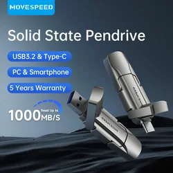 MOVESPEED 1000MB/s Solid State Pen Drive USB3.2 Gen 2 Type C Flash Drive 1TB 512GB 256GB 128GB Pendrive for PC Smartphone Tablet