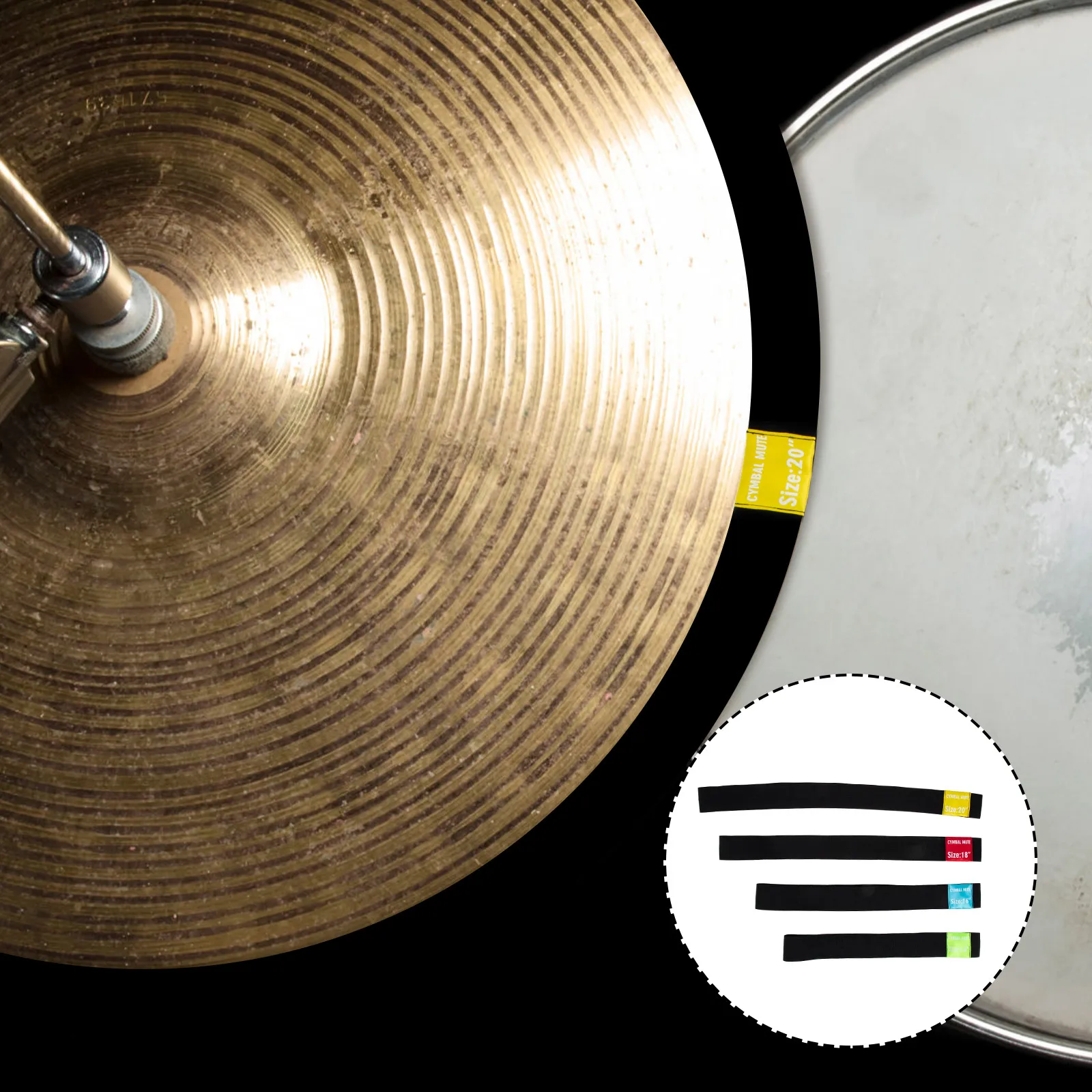 

8 PCS Silent Cymbal Silence Tape Protection Stripe Pads Cymbals Drum Practice Silencers Cloth Elastic Mute