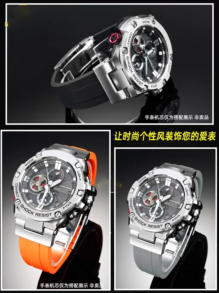 Modified Rubber watchband For Casio G-SHOCK GST-210/W120L/S130L/S310 GST-B100 W300/400G series Notched Men strap Accessories view 5
