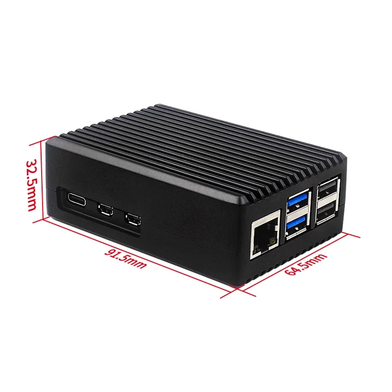 Raspberry Pi 5 Metal Case, liga de alumínio Shell com dissipadores de silicone, gabinete refrigerando passivo