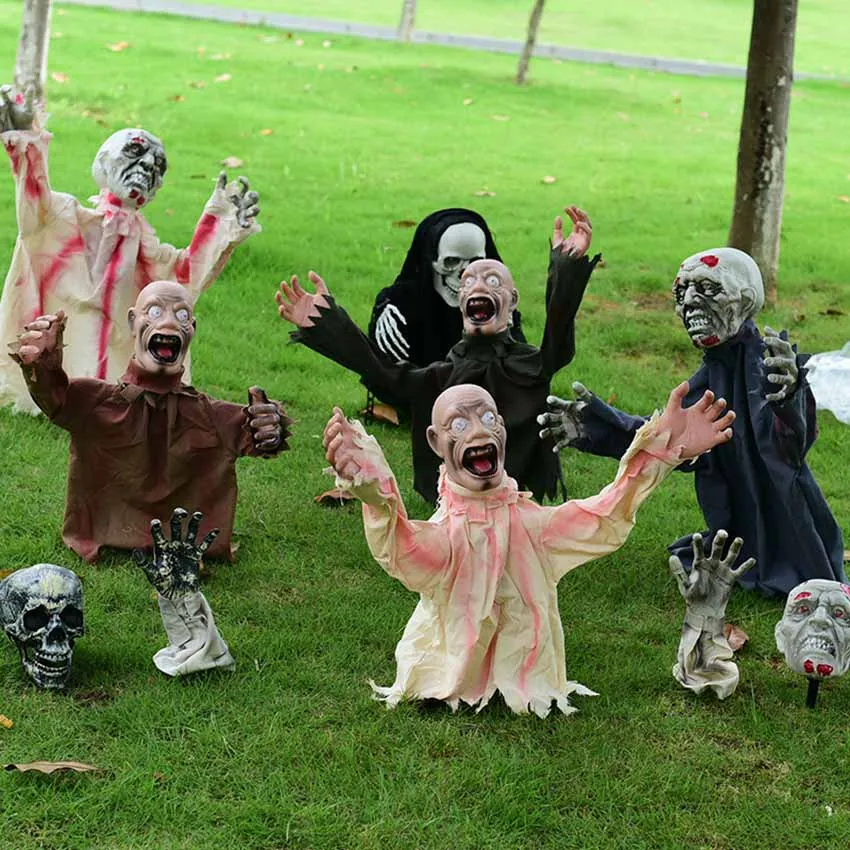 Halloween Horror Decoration To Insert Large Swing Ghost New Voice Control Decoration Scary Props Home Garden Decoration