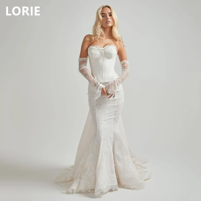 

LORIE Mermaid Sexy Lace Applique Wedding Dress Sweetheart Wedding Gowns Backless Bride Gown Customized Gift 2025