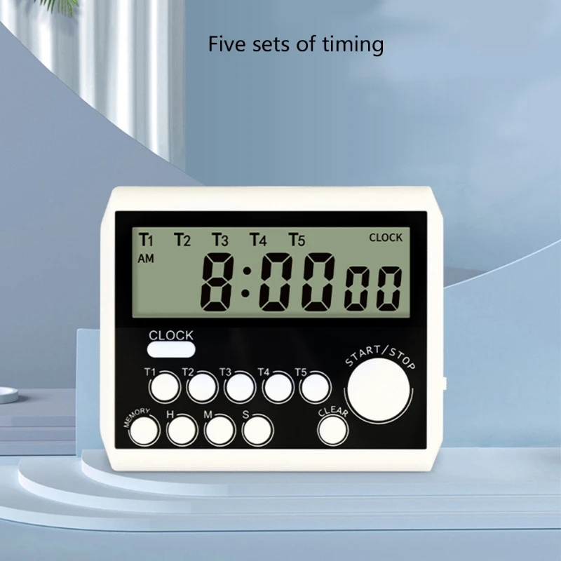 Y1UB Large Display 5 Channel Digital Timer with Back Stand 88mm for Cooking