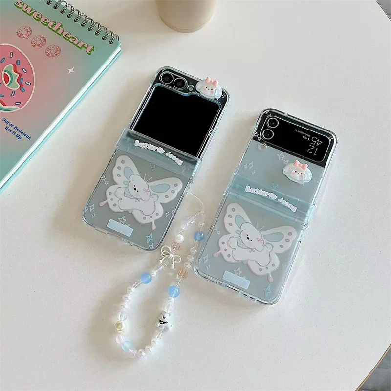 

Чехол для телефона с собакой-бабочкой для Samsung Galaxy Z Flip 7 6 5 4, защитная задняя крышка для ZFlip5 ZFlip6 ZFlip7, чехол