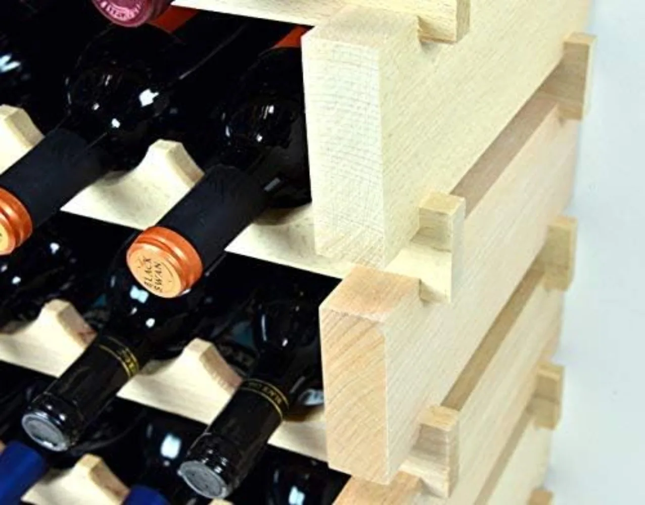 sfDisplay.com. Modular Wine Rack Beechwood 48-144 Bottle Capacity 12 Bottles Across up to 12 Rows Newest Improved Model