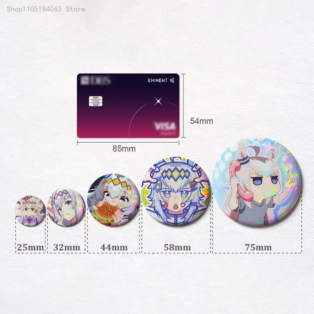 O-Oguri C-Cap 58mm 44mm HD Print Brooch Badges Pretty Derby Round Display Brooches Lapel Pins