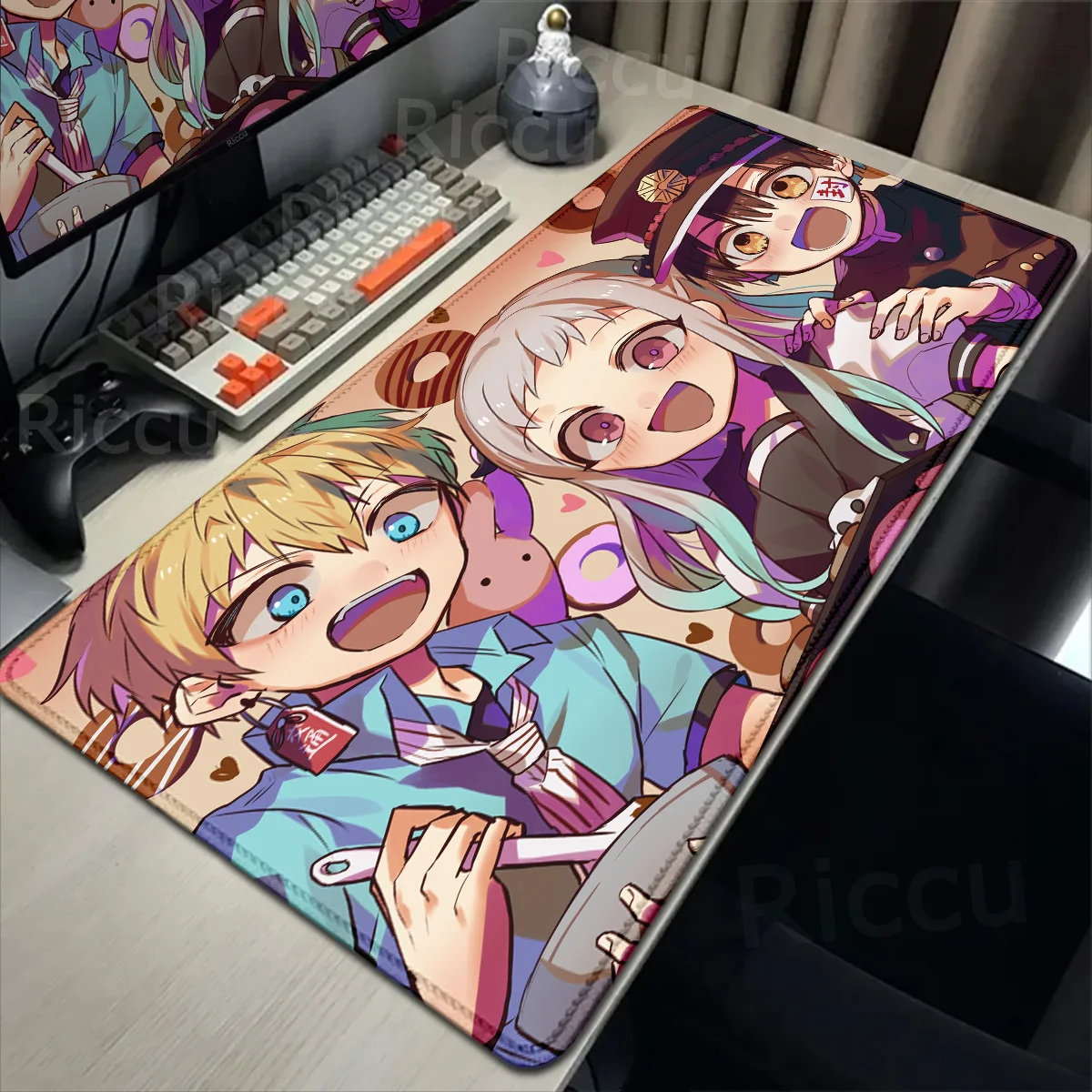 Kawaii Anime Toilet Bound Hanako kun Mousepad 80x30cm Lock Edge Thicken Office Computer Desk Mat Xxl Keyboard Antislip Mouse Pad