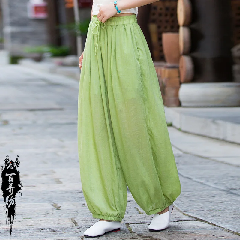

Женские повседневные брюки из хлопка и льна, новинка лета 2025 года, простой стиль, однотонные свободные удобные женские шаровары