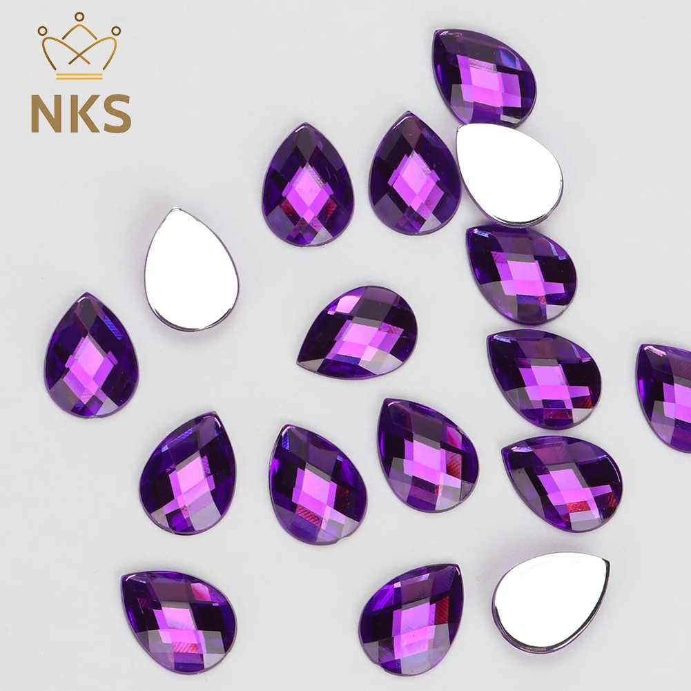 NKS Colorful Water Droplets Stones Non-Hotfix Flatback Acrylic Rhinestone for Garment Accessory Bags Shoes