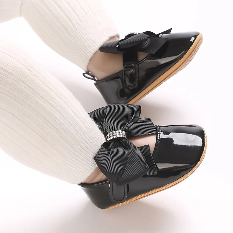 Niedliche Prinzessinnen-Babyschuhe, Frühlings- und Herbstedition, Schmetterlings-Schleifen-Dekoration, weicher PU-Boden, geeignet für 0–1 Jahre alte Babys – Detail 15