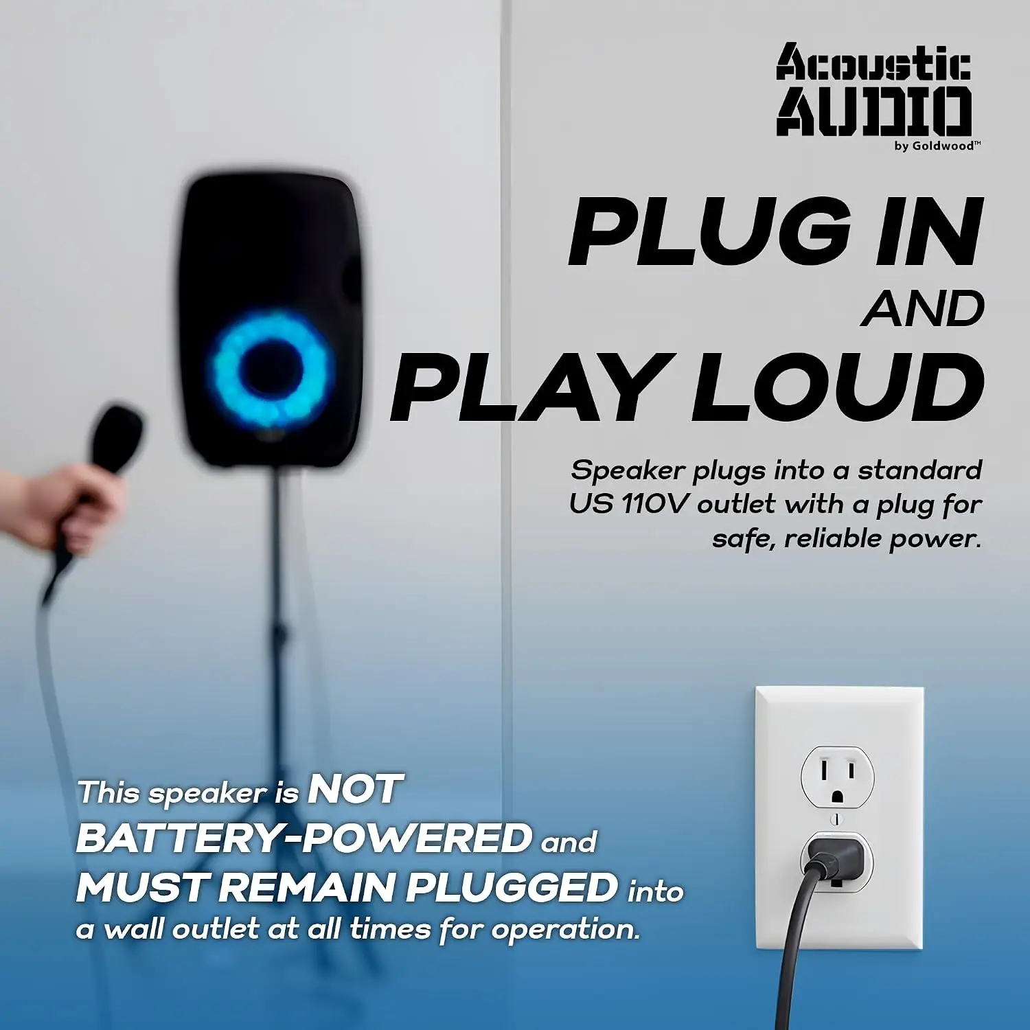 1000W Bluetooth PA Speaker with LED, Mic & Stand | Large Plug-In Powered PA System with Remote & Flashing LED Party, Custom