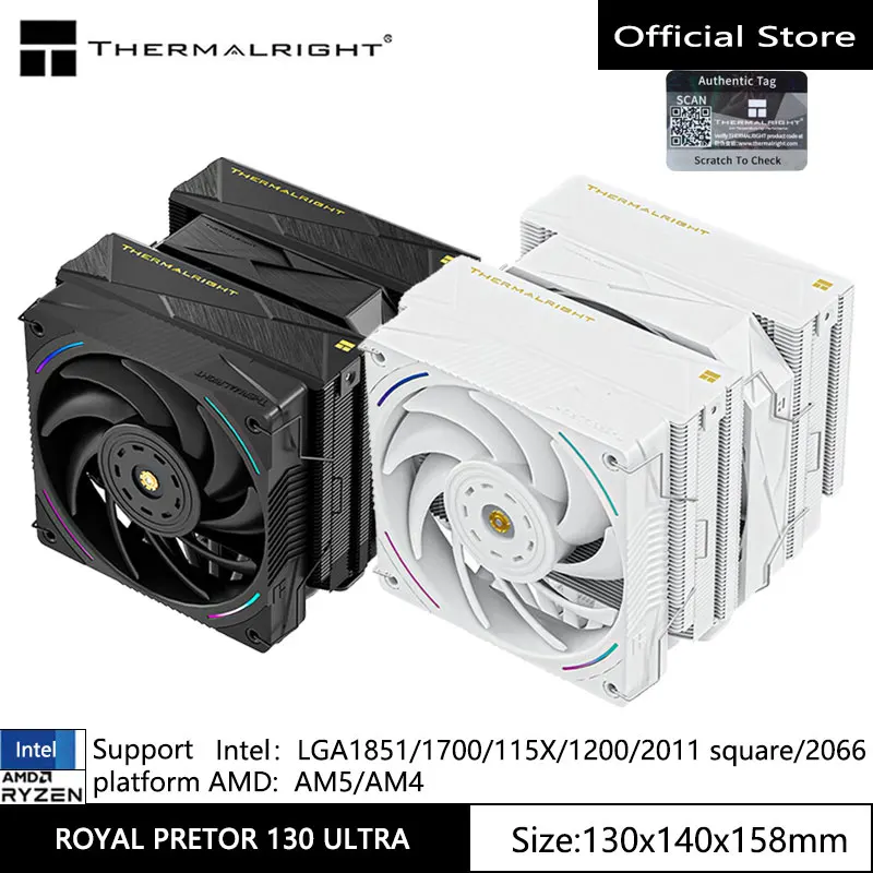 

Thermalright ROYAL PRETOR 130 ULTRA компьютерный радиатор процессора с воздушным охлаждением, радиатор процессора AGHP GEN4 7X6 мм, тепловая трубка/поддержка LGA1851/1700/AM5/AM4