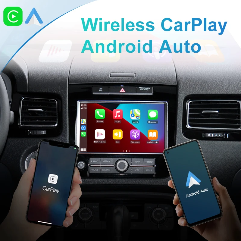 STWEI Wireless Apple CarPlay Module Box For Volkswagen Touareg 3G System 2011-2015 7’‘ Android Auto Mirror Link Front RearCamera