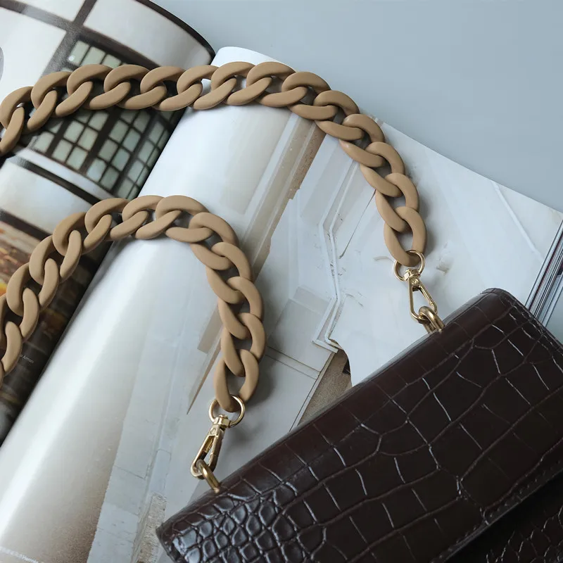 Neue modische Damenhandtaschen-Accessoire-Kette, matt, lila, schwarz, beige, Harz-Kette, mattierter Riemen, Damen-Clutch, Schultertasche, Kette – Detail 22