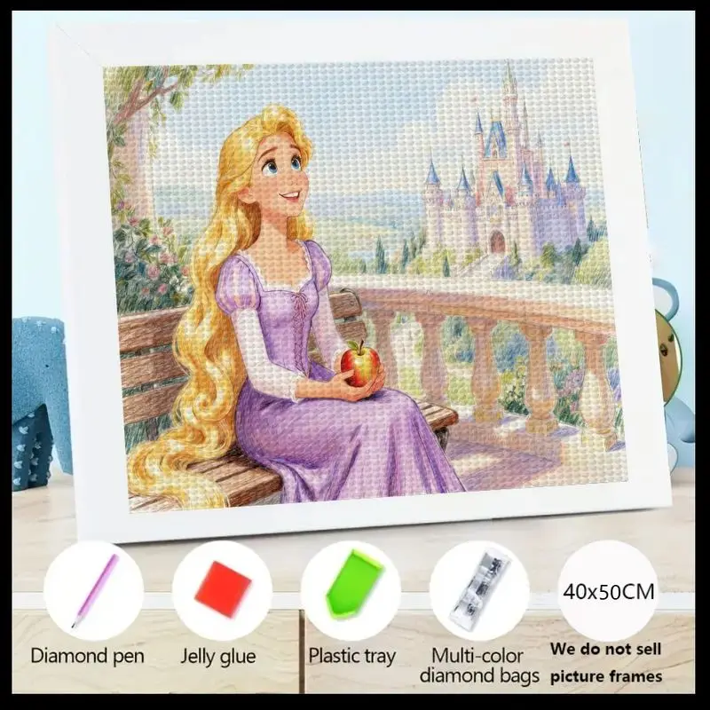 

1 шт. 5D DIY полный дрель комплект алмазной живописи, Рапунцель принцесса и сказочный замок дизайн, хрустальный горный хрусталь драгоценный камень художественное ремесло для Хо