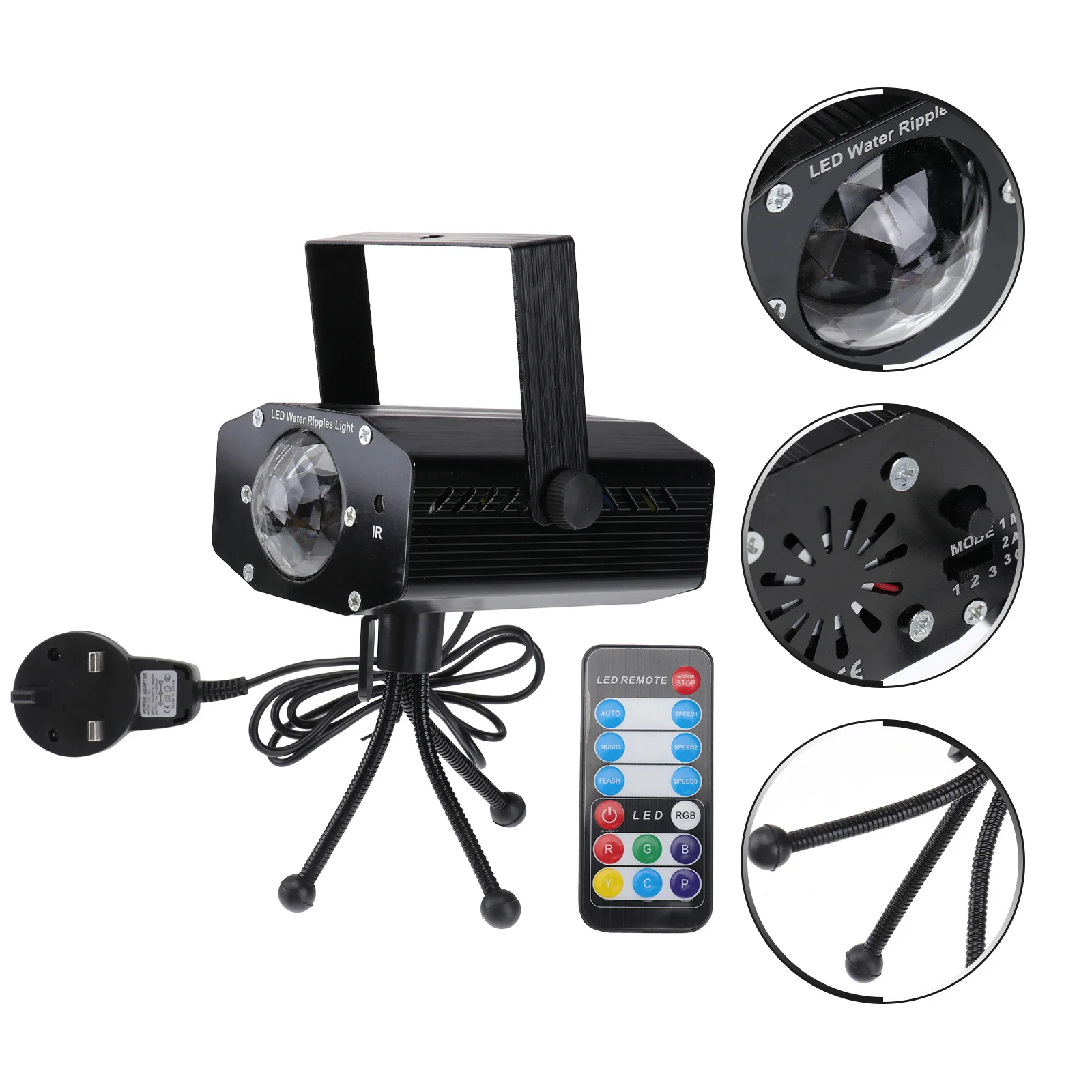 

Rgb 7 Colors LED Bar Light Dj Sound Activated Rotating Ball Lamp Ripple Effect Projector Disco Party Stage Lighting Uk Plug